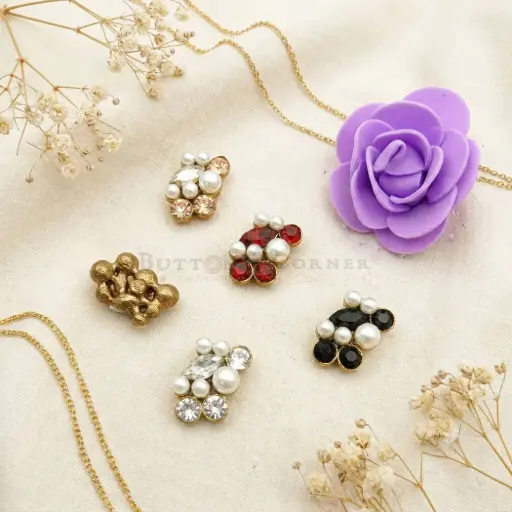 Crescent Design Pearl Rhinestone Pendant