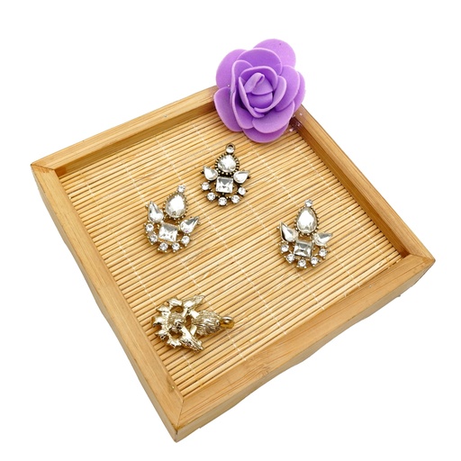 [FBLSAG2283 CRYSTAL WHT] Antique Gold Shape Crystal Fancy Button