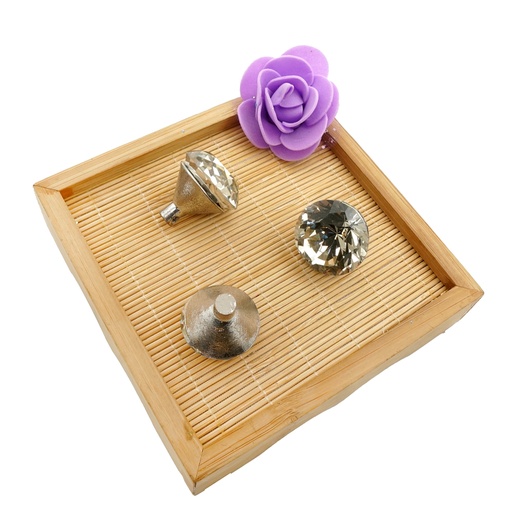 [FAAB64 CRYSTAL WHT] Diamond Pattern Crystal Stud Button