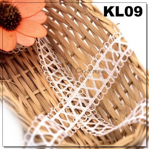 [KL09-1-WHITE] Double Side Border Shuttle Lace
