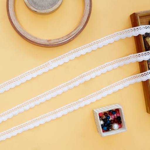 [MYB916 WHITE] One Side Border Shuttle Lace