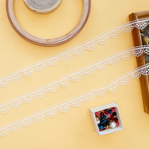 [ALN455/83220-2 WHITE] One Side Border Shuttle Lace