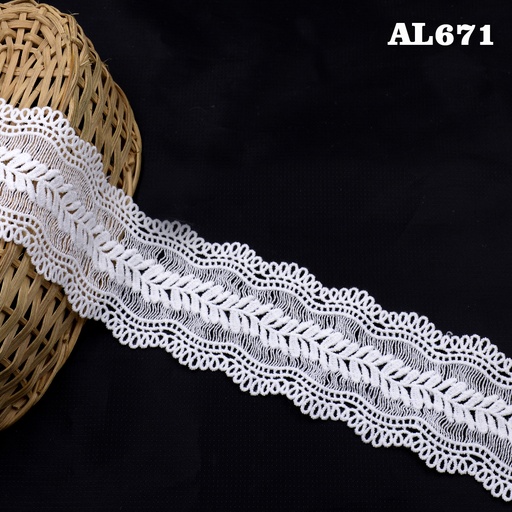 [AL671-WHITE] Double Side Border Shuttle Lace