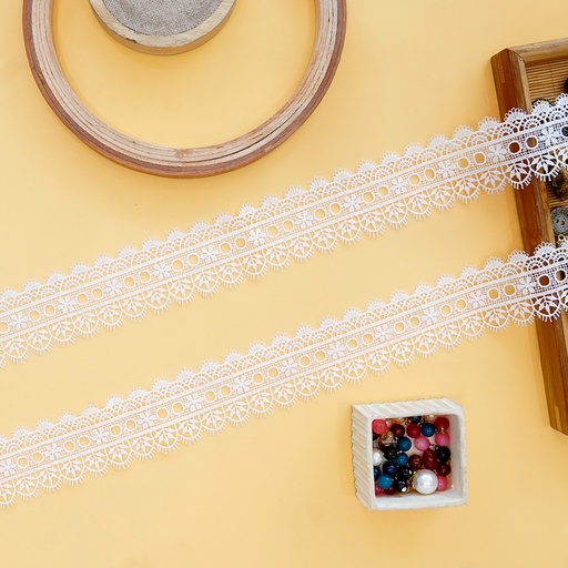 [ALN456 WHITE] Double Side Border Shuttle Lace