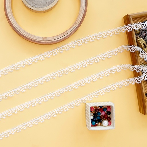 [ALN462 WHITE] One Side Border Shuttle Lace