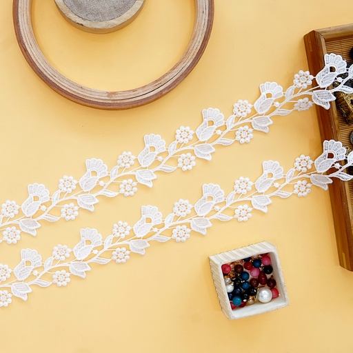 [ALN465 WHITE] Flower Shuttle Lace