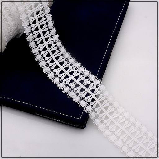 [AL834-WHITE] Double Side Border Shuttle Lace