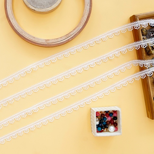 [ALN469 WHITE] One Side Border Shuttle Lace