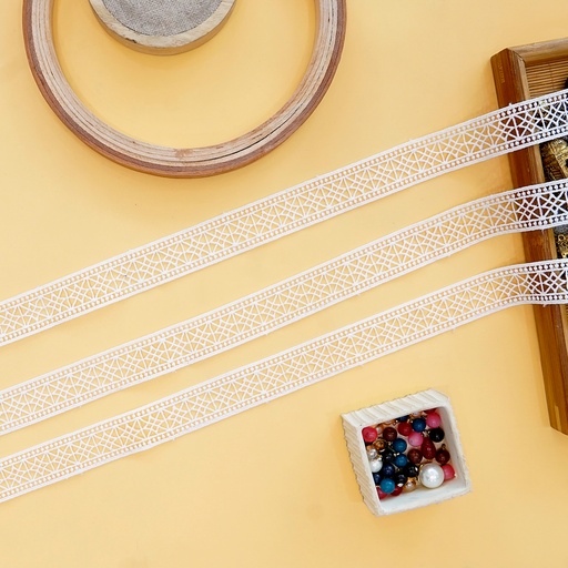 [ALN471 WHITE] Double Side Border Shuttle Lace