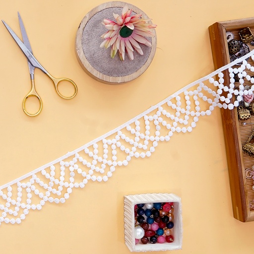 [SC531 WHITE] One Side Border Shuttle Lace