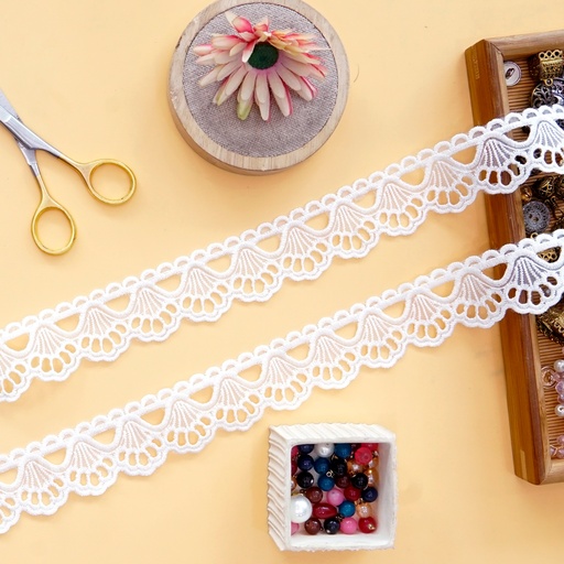 [OL141 WHITE] One Side Border Organza Lace
