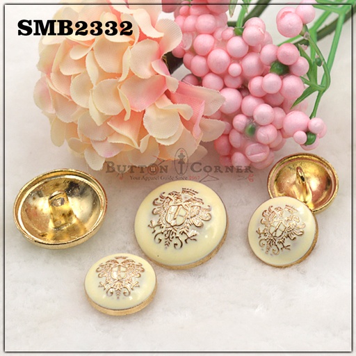 [SMBE-2332 CREAM GOLD] Traditional Design Round Suiting Button