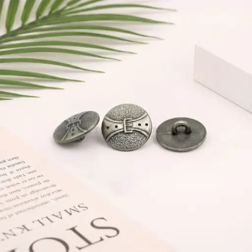 [MBW271 ANTIQUE SILVER] Embossed Design Round Suiting Button
