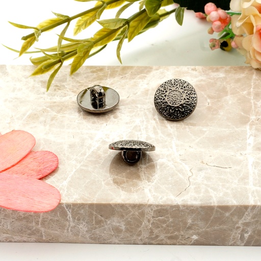 [PB141 ANTIQUE SILVER] Flower Mandala Round Shank Button