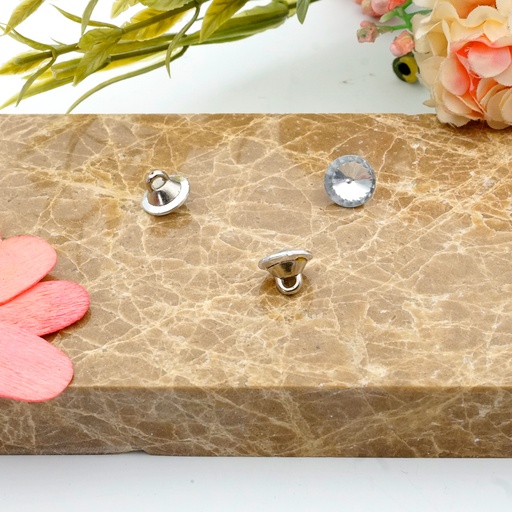 [PB-05-1 SILVER CRYSTAL] Crystal Button With Loop