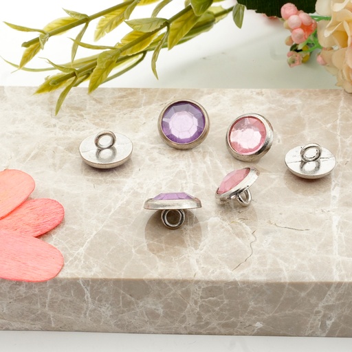 Crystal Button With Plastic Loop