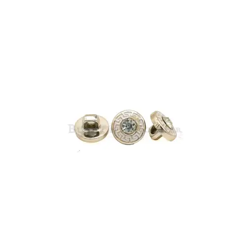 [PB-06-1 WHITE GOLD] Versace Border Centre Stone Shank Button