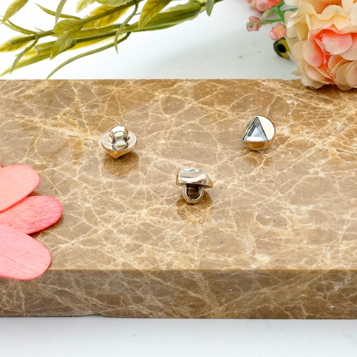 [PB508 GOLD] Triangle Crystal Round Shank Button