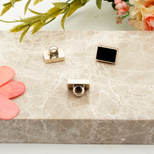 [PB512 BLACK SILVER] Rectangular Shape Shank Button