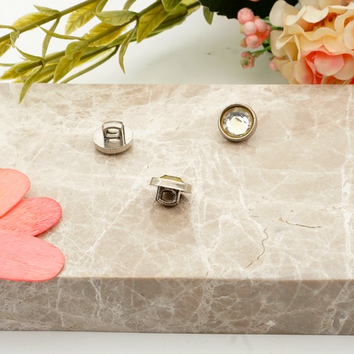 [PB518 SILVER] Rounds Shape Centre Crystal Shank Button