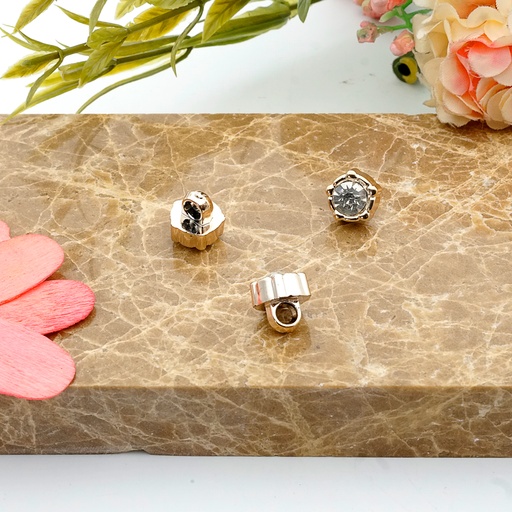 [PB424 GOLD] Border Design Centre Crystal Shank Button