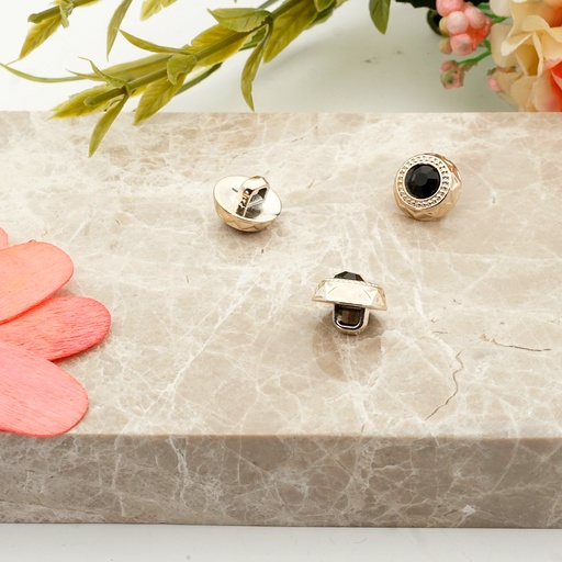 [PB48 BLACK GOLD] Border Design Crystal Shank Button