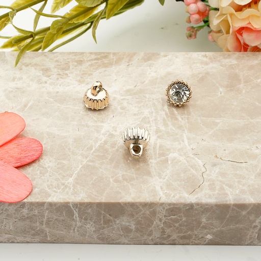 [PBQ04 GOLD] Claw Shape In Cap Crystal Shank Button