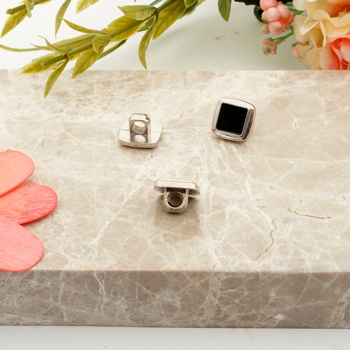 [PB519 BLACK SILVER] Square Shape Shank Button
