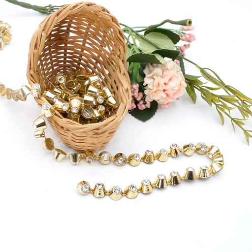 [NLP01 CRYSTAL GOLD] Stud Shape Plastic Crystal Lace