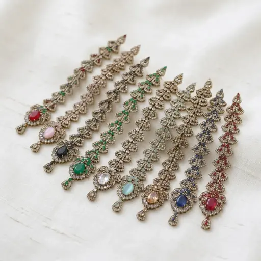 Gold Base Fancy Kundan Button patti