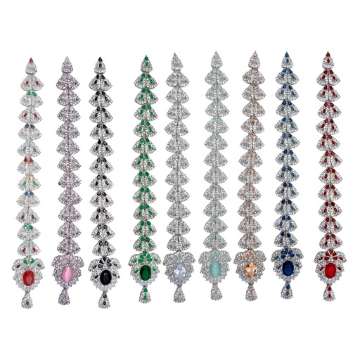 Silver Base Fancy Kundan Button Patti