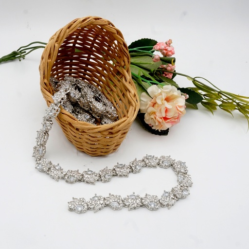 Silver Base Fancy Kundan Lace