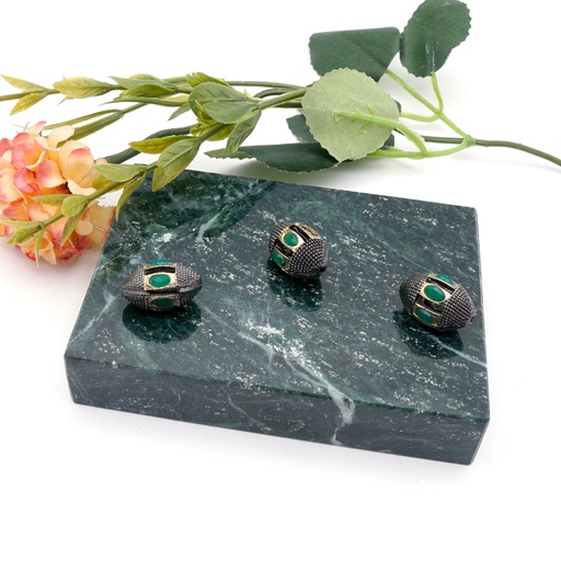 [MKI215 ANTIQUE GREEN] Oval Shape Meenakari Button
