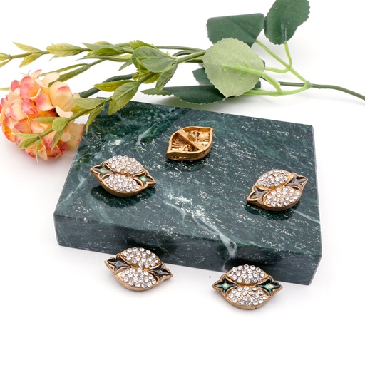 [FB273 ASSORTED] Leaf Shape Rhinestone Fancy Button