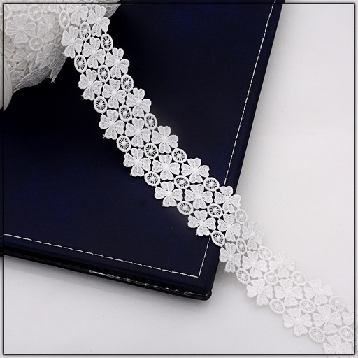 [AL829-WHITE] Double Side Border Shuttle Lace