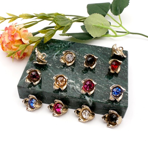 [FB40 ASSORTED] Tulip Flower Shape Center Stone Button