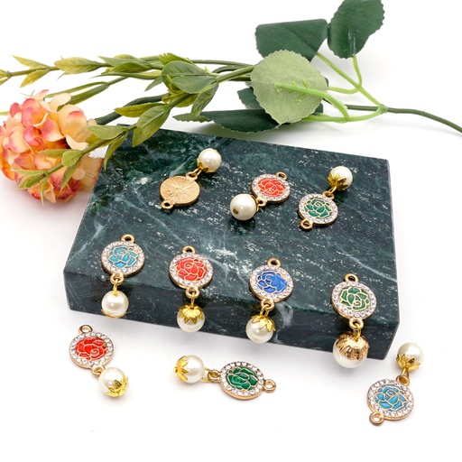 [FB13-1] Border Stone Enamel Flower Hanging Pearl