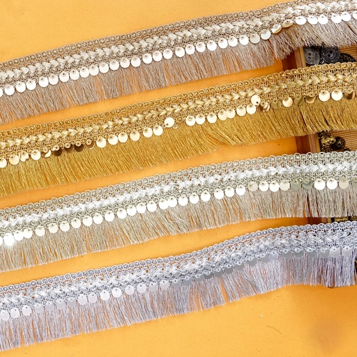Fancy Metallic Yarn Sequence Hanging Lace