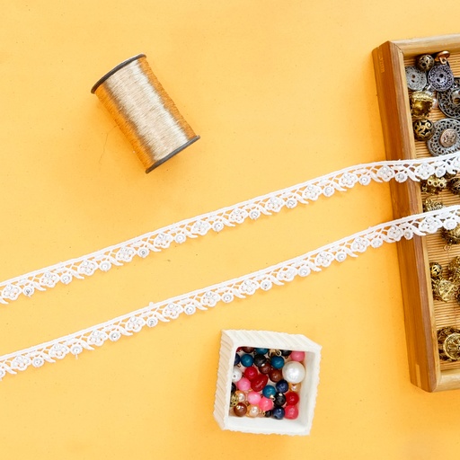 [MYB928 WHITE] Crystal Pearl Shuttle Lace
