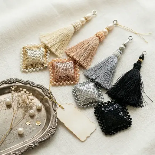 Metallic Yarn, Pearl, Sequence Tassel