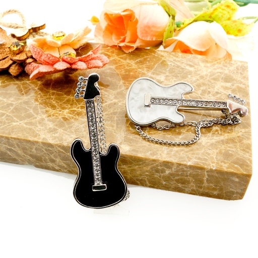 Guitar With Diamonds Brooch