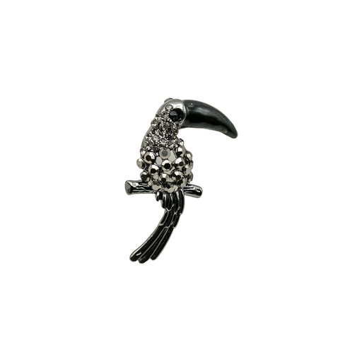 [5550 BLK GUN BLK] Black Beak Toucan Rhinestones Brooch