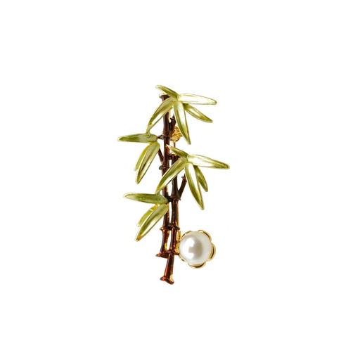 [10450 PISTA GREEN] Bamboo Plant Theme Pearl Brooch