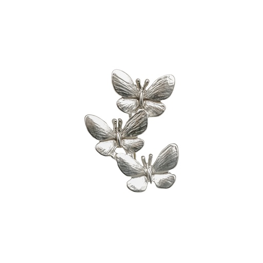 [9008 SILVER] Silver Plated Three Butterfly Brooch