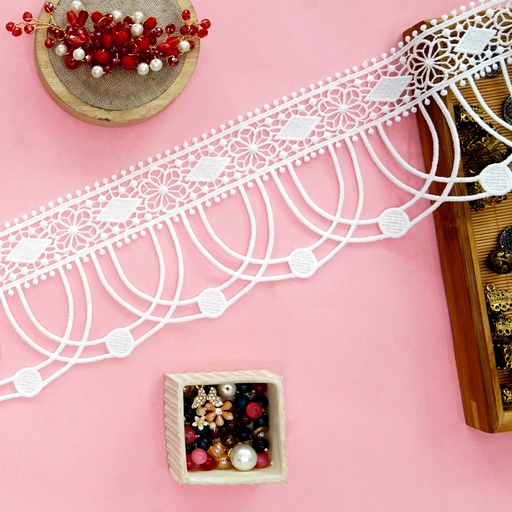 [AL2061 WHITE] One Side Border Shuttle Lace