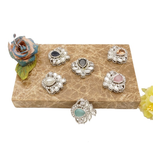 Silver Base Fancy Kundan Button