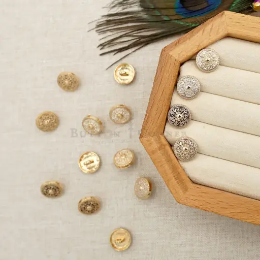 Gold Plated Intricate Flower Design Shirt Button