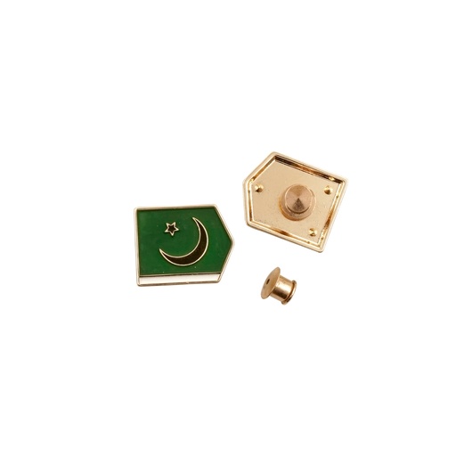 [97010 WHT GREEN GOLD] Pentagon Shape Pakistan Flag Lapel Pin