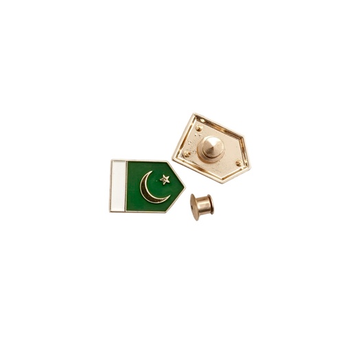 [97009 WHT GREEN GOLD] Pentagon Shape Pakistan Flag Lapel Pin