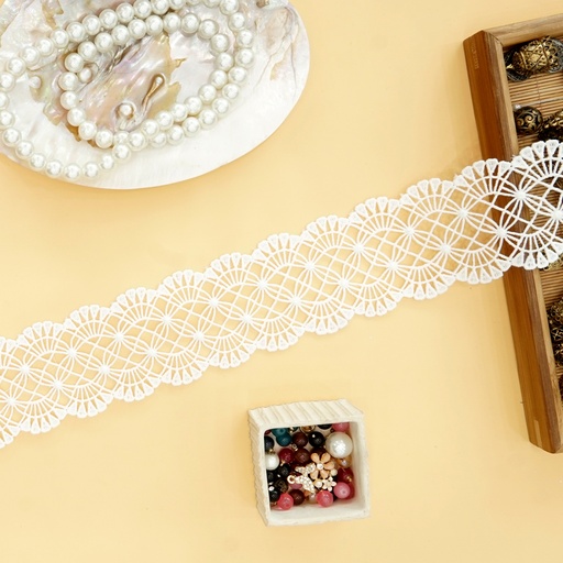 [37819-5 WHITE] Double Side Border Shuttle Lace